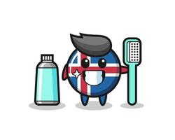 Maskottchen-Illustration der Island-Flagge mit einer Zahnbürste vektor