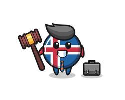 illustration av islandsk flagg maskot som advokat vektor
