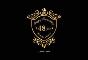 48 Jahrestag Feier Logo mit Handschrift golden Farbe elegant Design vektor