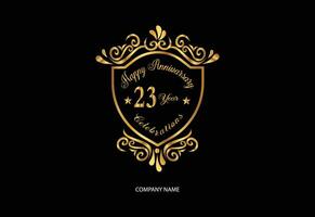 23 Jahrestag Feier Logo mit Handschrift golden Farbe elegant Design vektor