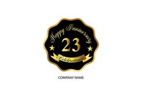 23 Jahrestag Feier Logo mit Handschrift golden Farbe elegant Design vektor