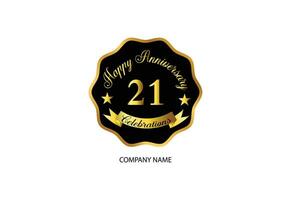 21 årsdag firande logotyp med handstil gyllene Färg elegant design vektor