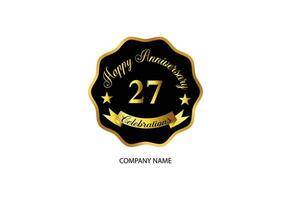 27 Jahrestag Feier Logo mit Handschrift golden Farbe elegant Design vektor