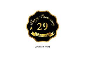 29 årsdag firande logotyp med handstil gyllene Färg elegant design vektor