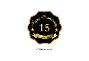 15 Jahrestag Feier Logo mit Handschrift golden Farbe elegant Design vektor