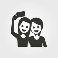 zwei freunde nehmen ein Selfie Symbol - - einfach Vektor Illustration
