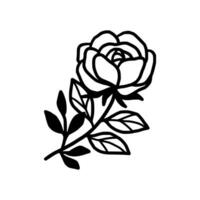 Jahrgang Hand gezeichnet Rose Blumen- und Blatt Ast Vektor Linie Kunst Illustration