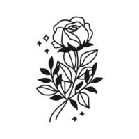 Jahrgang Hand gezeichnet Rose Blumen- Linie Kunst Logo Element vektor