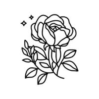 Jahrgang Hand gezeichnet Rose Blumen- Linie Kunst Logo Element vektor