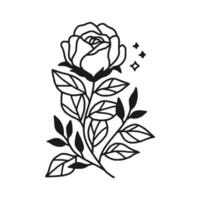 Jahrgang Hand gezeichnet Rose Blumen- Linie Kunst Logo Element vektor