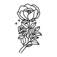 Jahrgang Hand gezeichnet Rose Blumen- Linie Kunst Logo Element vektor