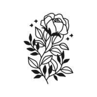 Jahrgang Hand gezeichnet Rose Blumen- Linie Kunst Logo Element vektor