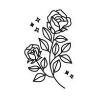 Jahrgang Hand gezeichnet Rose Blumen- Linie Kunst Logo Element vektor