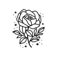 Hand gezeichnet Rose Blume und Blatt Ast Linie Kunst Vektor Illustration Design