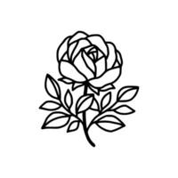 Hand gezeichnet Rose Blume und Blatt Ast Linie Kunst Vektor Illustration Design