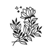 årgång hand dragen pion och reste sig blomma linje konst vektor illustration element