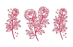 Jahrgang Hand gezeichnet Rose Blume Logo Element Sammlung vektor