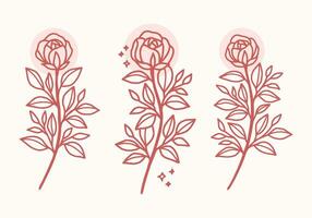 Jahrgang Hand gezeichnet Rose Blume Logo Element Sammlung vektor