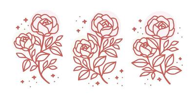 Jahrgang Hand gezeichnet Rose Blume Logo Element Sammlung vektor