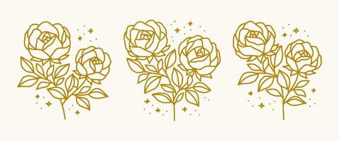 Jahrgang Hand gezeichnet Rose Blume Logo Element Sammlung vektor