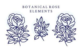 Jahrgang Hand gezeichnet Rose Blume Logo Element Sammlung vektor