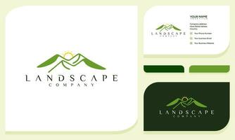 minimalistisch Landschaft Hügel, Berg Spitzen einfach Logo Design Vektor und Geschäft Karte