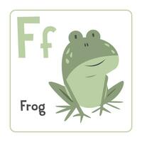 Frosch Clip Art. Frosch Vektor Illustration Karikatur eben Stil. Tiere Start mit Brief f. Tier Alphabet Karte. Lernen Brief f Karte. Kinder Bildung. süß Grün Frosch Vektor Design