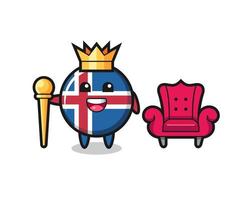 Maskottchen-Cartoon der Island-Flagge als König vektor