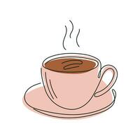 Tasse von heiß Tee oder Kaffee, Vektor isoliert Linie Kunst Illustration.