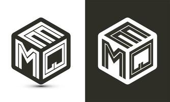 Emq Brief Logo Design mit Illustrator Würfel Logo, Vektor Logo modern Alphabet Schriftart Überlappung Stil.