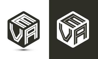 eva Brief Logo Design mit Illustrator Würfel Logo, Vektor Logo modern Alphabet Schriftart Überlappung Stil.