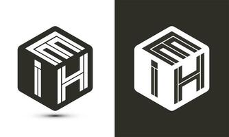 eh Brief Logo Design mit Illustrator Würfel Logo, Vektor Logo modern Alphabet Schriftart Überlappung Stil.