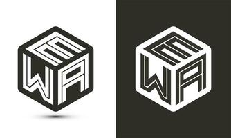 ewa Brief Logo Design mit Illustrator Würfel Logo, Vektor Logo modern Alphabet Schriftart Überlappung Stil.