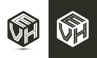 eh Brief Logo Design mit Illustrator Würfel Logo, Vektor Logo modern Alphabet Schriftart Überlappung Stil.