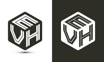 evh brev logotyp design med illustratör kub logotyp, vektor logotyp modern alfabet font överlappning stil.