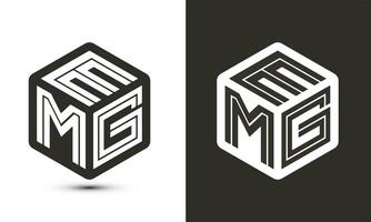 emg brev logotyp design med illustratör kub logotyp, vektor logotyp modern alfabet font överlappning stil.