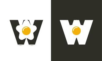 modern illustration logotyp design första w kombinera med friterad ägg. vektor