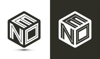 eno brev logotyp design med illustratör kub logotyp, vektor logotyp modern alfabet font överlappning stil.