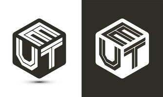 eut Brief Logo Design mit Illustrator Würfel Logo, Vektor Logo modern Alphabet Schriftart Überlappung Stil.