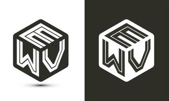 ewv brev logotyp design med illustratör kub logotyp, vektor logotyp modern alfabet font överlappning stil.