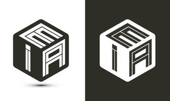 eia brev logotyp design med illustratör kub logotyp, vektor logotyp modern alfabet font överlappning stil.