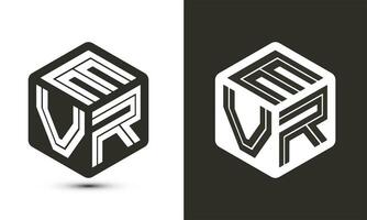 evr Brief Logo Design mit Illustrator Würfel Logo, Vektor Logo modern Alphabet Schriftart Überlappung Stil.