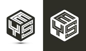 eys brev logotyp design med illustratör kub logotyp, vektor logotyp modern alfabet font överlappning stil.