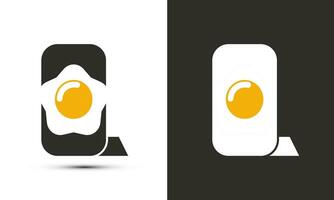 modern Illustration Logo Design Initiale q kombinieren mit gebraten Ei. vektor