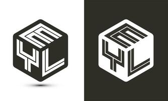 eyl brev logotyp design med illustratör kub logotyp, vektor logotyp modern alfabet font överlappning stil.