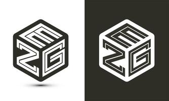 ezg brev logotyp design med illustratör kub logotyp, vektor logotyp modern alfabet font överlappning stil.