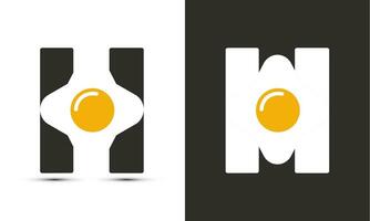 modern illustration logotyp design första h kombinera med friterad ägg. vektor