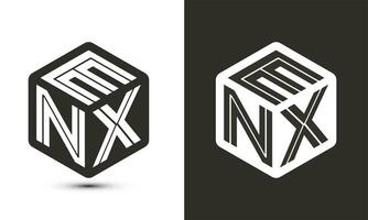 enx Brief Logo Design mit Illustrator Würfel Logo, Vektor Logo modern Alphabet Schriftart Überlappung Stil.