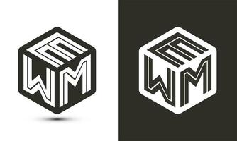 ehm brev logotyp design med illustratör kub logotyp, vektor logotyp modern alfabet font överlappning stil.