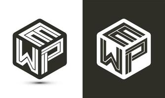 ewp Brief Logo Design mit Illustrator Würfel Logo, Vektor Logo modern Alphabet Schriftart Überlappung Stil.